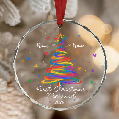 Personalized LGBT Couple Christmas Ornament, First Christmas Married Ornament, LGBT Wedding Keepsake, Same Sex Wedding Gift