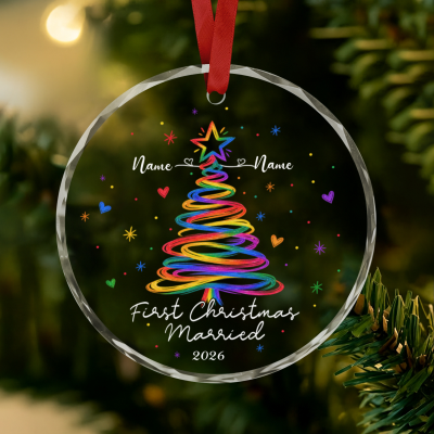 Personalized LGBT Couple Christmas Ornament, First Christmas Married Ornament, LGBT Wedding Keepsake, Same Sex Wedding Gift