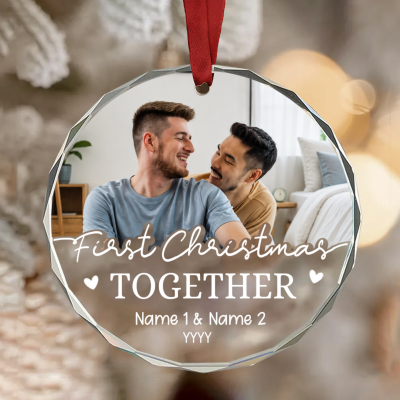 Personalized Gay Couple Christmas Ornament, LGBT Couple Photo Ornament, First Christmas Together Gift, Same Sex Couple Keepsake