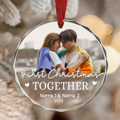 Personalized Lesbian Couple Christmas Ornament, LGBT Couple Photo Ornament, First Christmas Together Gift, Same Sex Couple Gift