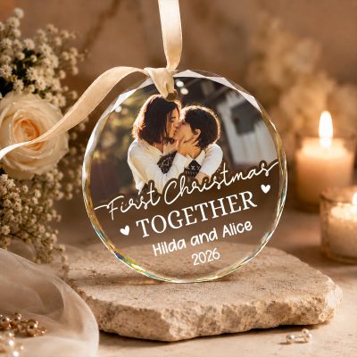 Personalized Lesbian Couple Christmas Ornament, LGBT Couple Photo Ornament, First Christmas Together Gift, Same Sex Couple Gift
