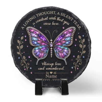 Custom Garden Memorial Stone for Loved One, In Loving Memory Garden Stone, Personalized Remembrance Gift, Butterfly Memorial Keepsake