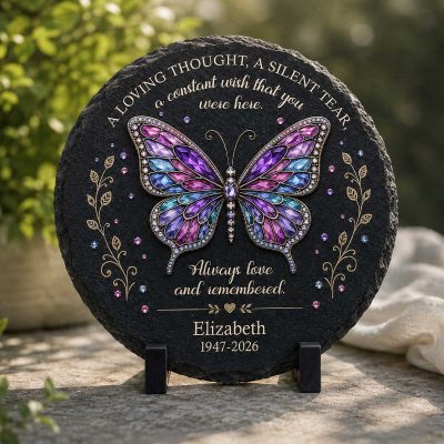 Custom Garden Memorial Stone for Loved One, Butterfly In Loving Memory Garden Stone, Personalized Remembrance Gift, Memorial Keepsake