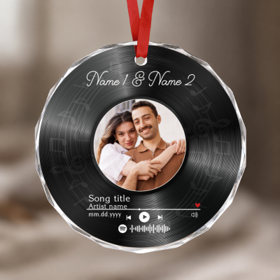 Personalized Anniversary Song Ornament, Vinyl Couples Ornament, Couple Christmas Ornament, Anniversary Gift for Couple