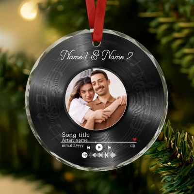 Personalized Anniversary Song Ornament, Vinyl Couples Ornament, Couple Christmas Ornament, Anniversary Gift for Couple