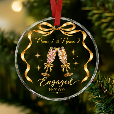 Personalized Engagement Ornament, Engaged Couple Christmas Ornament, Engagement Gift for Couple, Fiancé Christmas Gift