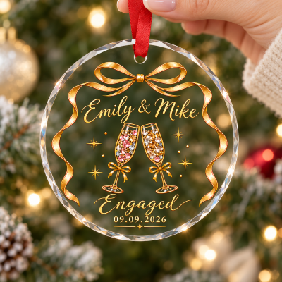 Personalized Engagement Ornament, Engaged Couple Christmas Ornament, Engagement Gift for Couple, Fiancé Christmas Gift