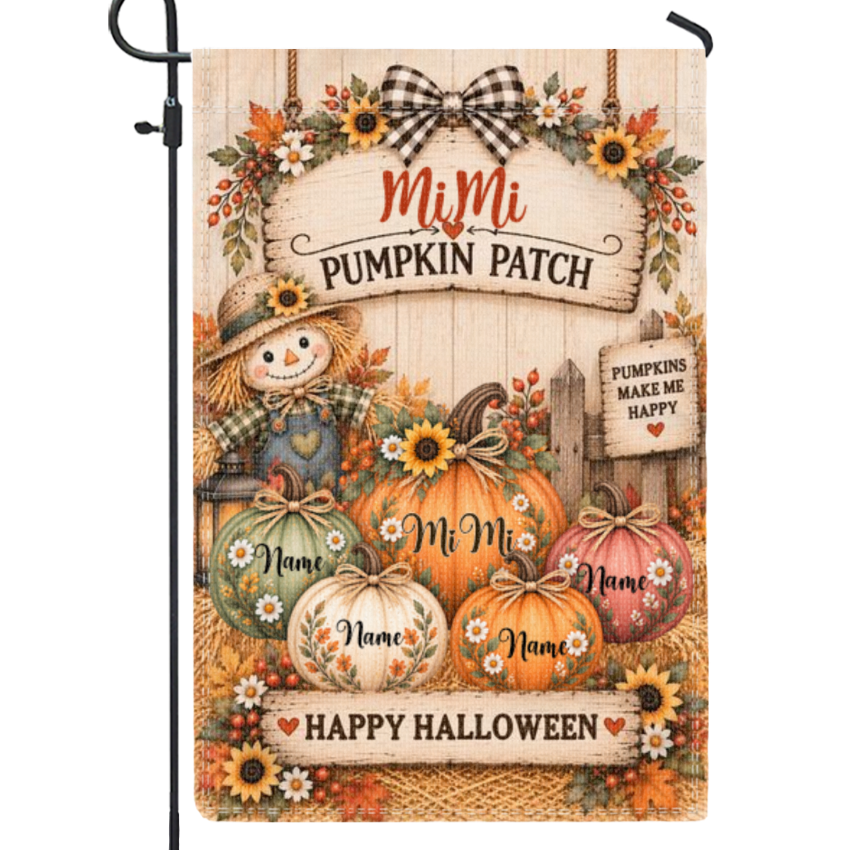 Personalized Grandmother Halloween Garden Flag, Grandkids Halloween Garden Flag, Grandma Fall Season Yard Decor, Nana Pumpkin Patch Flag