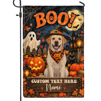 Custom Dog Halloween Flag, Dog Lover Halloween Flag, Personalized Dog Yard Decor, Halloween Pet Yard Flag