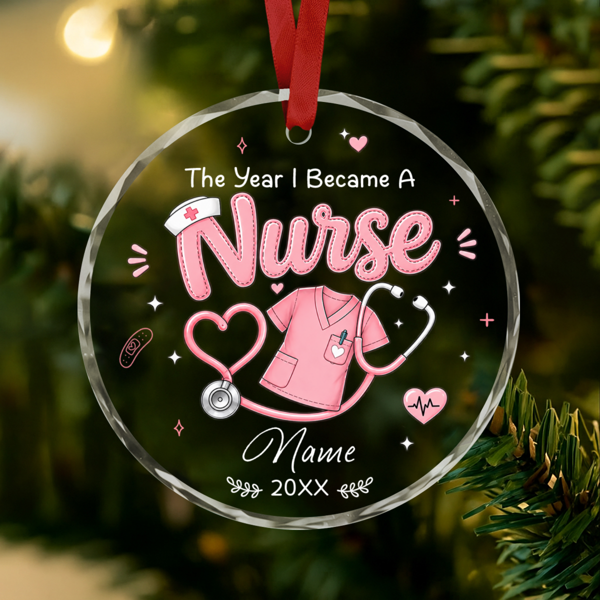 Personalized First Year Nurse Ornament, The Year I Became a Nurse Glass Ornament, New Nurse Gift, Healthcare Worker Decoration