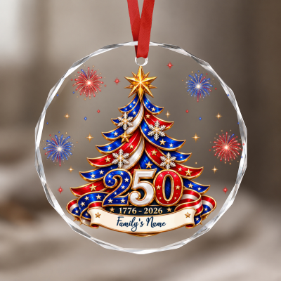 Personalized 250th Anniversary Christmas Ornament, USA 250th Anniversary Ornament, Patriotic Family Ornament, Patriotic Christmas Gift