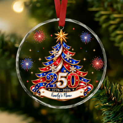 Personalized 250th Anniversary Christmas Ornament, USA 250th Anniversary Ornament, Patriotic Family Ornament, Patriotic Christmas Gift