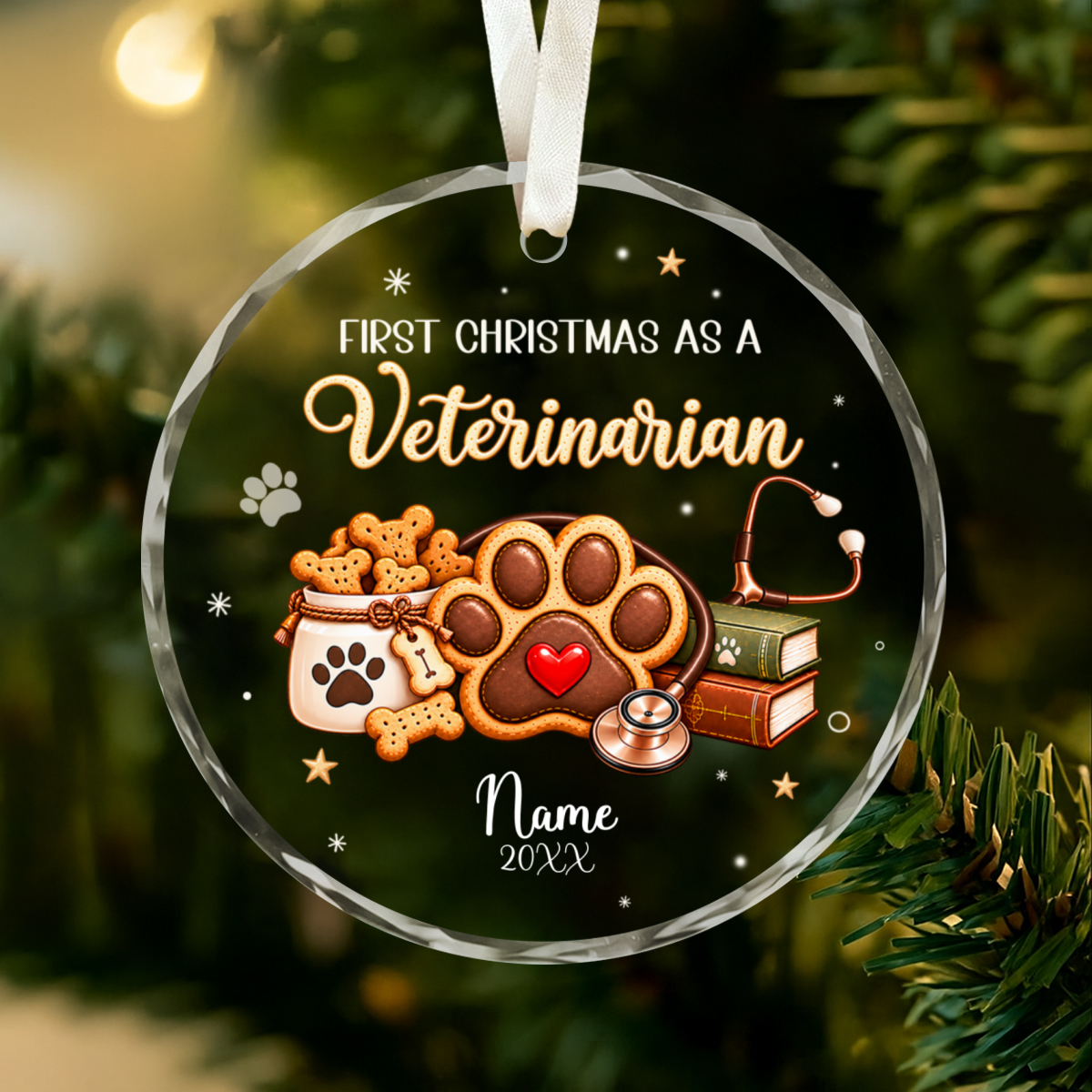 Personalized First Christmas as a Veterinarian Ornament, Vet Graduation Gift, Custom Veterinarian Christmas Gift, New Veterinarian Gift