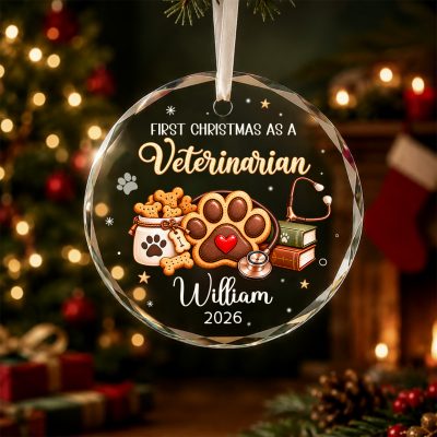 Personalized First Christmas as a Veterinarian Ornament, Vet Graduation Gift, Custom Veterinarian Christmas Gift, New Veterinarian Gift