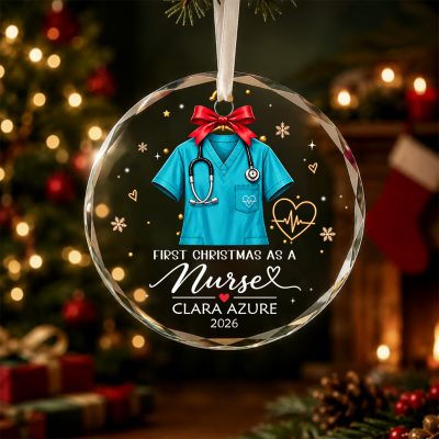 Personalized Nurse Christmas Ornament, Gift for New Nurse, Nursing Graduation Gifts, First Christmas as a Nurse Glass Ornament
