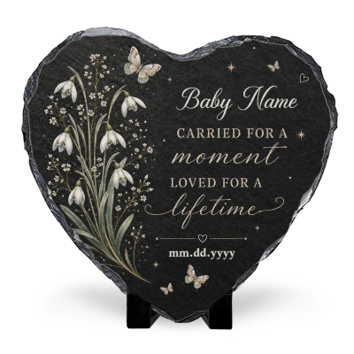 Personalized Baby Memorial Garden Stone, Custom Birth Flower Heart Plaque, Infant Loss Sympathy Gift, In Memory of Baby Keepsake