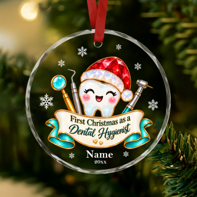 Personalized Dental Hygienist Christmas Ornament, Custom Name Tooth Ornament, First Christmas as a Dental Hygienist Gift, Graduation Keepsake