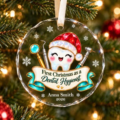 Personalized Dental Hygienist Christmas Ornament, Custom Name Tooth Ornament, First Christmas as a Dental Hygienist Gift, Graduation Keepsake