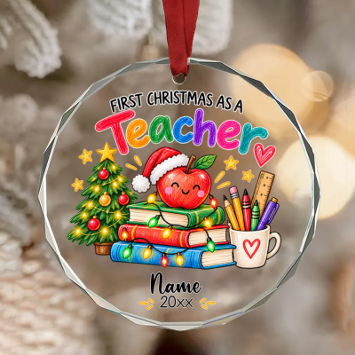 Personalized Teacher Christmas Ornament, Custom Name Teacher Ornament, First Christmas as a Teacher Gift, New Teacher Graduation Gift