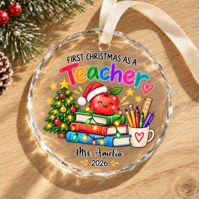 Personalized Teacher Christmas Ornament, Custom Name Teacher Ornament, First Christmas as a Teacher Gift, New Teacher Graduation Gift