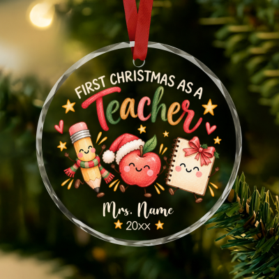 Personalized Preschool Teacher Christmas Ornament, Custom Name New Teacher Gift, First Christmas as a Preschool Teacher Ornament