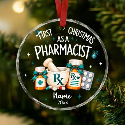 Personalized Pharmacist Christmas Ornament, Custom Name New Pharmacist Gift, First Christmas as a Pharmacist Ornament, Pharmacy Graduation Gift
