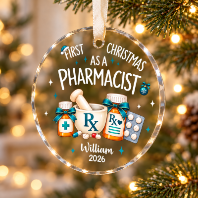 Personalized Pharmacist Christmas Ornament, Custom Name New Pharmacist Gift, First Christmas as a Pharmacist Ornament, Pharmacy Graduation Gift