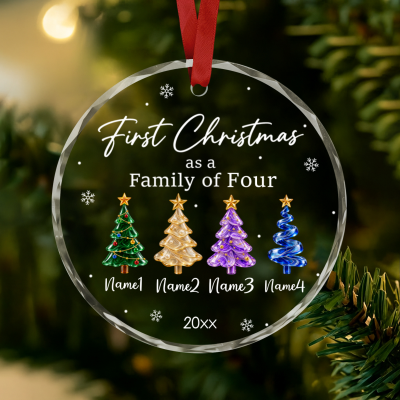 First Christmas as a Family of Four Ornament, Personalized Family of 4 Christmas Ornament, Custom Name Christmas Tree Ornament, New Baby Gift 2026